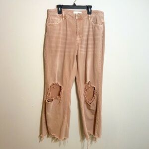 Vervet Distressed Size 31 Cropped Jeans Pink Cream Tan